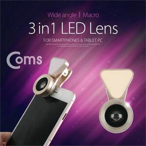 Coms 스마트폰 카메라 확대경 렌즈3 in 1 LED Light