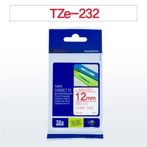브라더 테이프카트리지(TZe-232 12mm 흰색 적색문자)