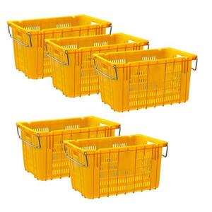 과일 운반용 상자 사각 플라스틱 노란 바구니 5개