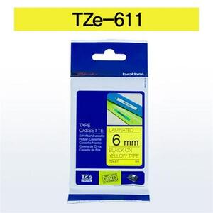 브라더 테이프카트리지 TZe611(6mm Yellow Black)