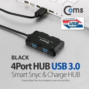 Coms USB 3.0 허브4P 무전원 검정 충전용
